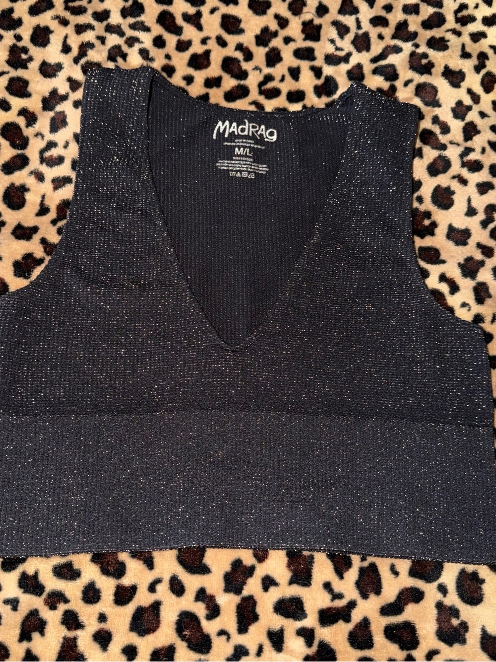 MadRag Black Sparkle V-Neck Crop Top